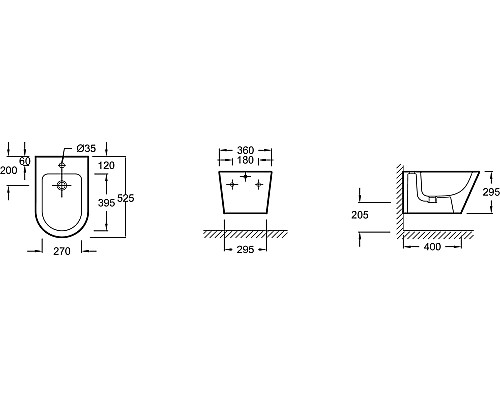 Биде Jacob Delafon Rodin+ EMJ0002-00 подвесное Белое