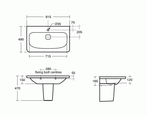 Раковина Ideal Standard Tonic II 80 K083901 Euro White