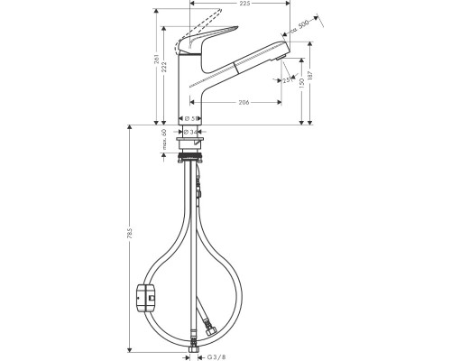 Смеситель для кухни Hansgrohe Focus M42 71814000 Хром