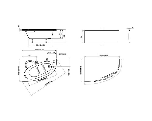Акриловая ванна Ravak ASYMMETRIC C481000000 170x110 L белая Акриловая ванна Ravak ASYMMETRIC C481000000 170x110 L белая