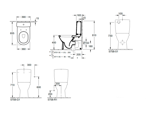 Унитаз компакт Villeroy&Boch O.Novo 56581001 без бачка и сиденья