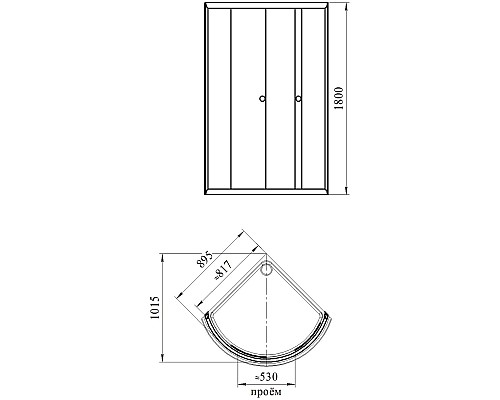 Душевой уголок Radomir 90x90 1-09-1-0-0-0010 профиль Белый стекло прозрачное