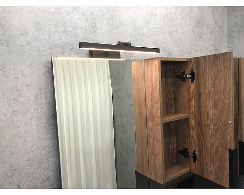 Зеркало со шкафом Comforty Штутгарт 75 00004151037 Дуб темно-коричневый Черное матовое