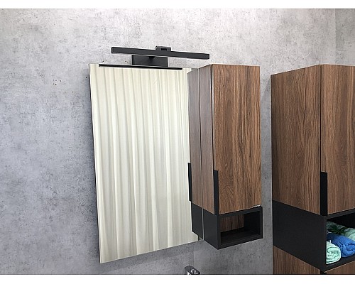 Зеркало со шкафом Comforty Штутгарт 75 00004151037 Дуб темно-коричневый Черное матовое