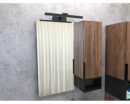 Зеркало со шкафом Comforty Штутгарт 75 00004151037 Дуб темно-коричневый Черное матовое