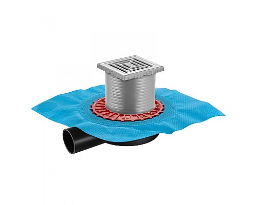 Трап BERGES ZENTRUM Uno 100х100 матовый хром выпуск D50 H65 боковой