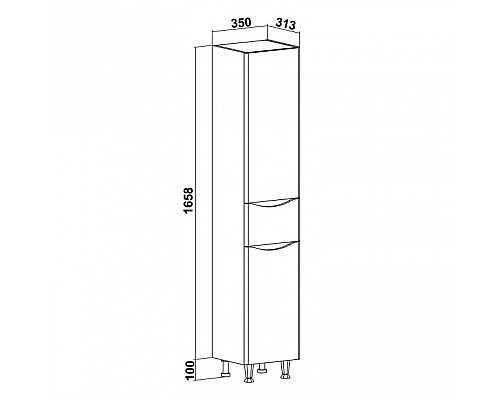 Шкаф пенал Runo Афина 35 R 00-00001173 Белый