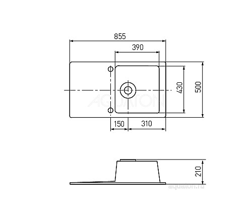 Мойка для кухни Верона прямоугольная с крылом графит Aquaton 1A710032VR210