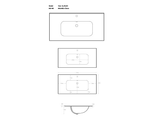 Раковина-столешница La Fenice SlimLine 80