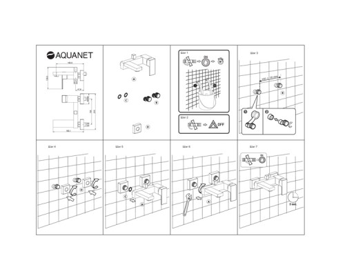 Смеситель для ванны с душем Aquanet Blanco