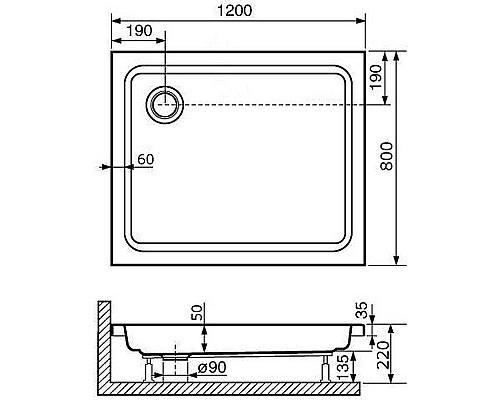 Акриловый поддон для душа RGW Acrylic Style 120x80 16180282-11 Белый