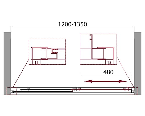 Дверь в проём BelBagno UNIQUE-BF-1-120/135-C-Cr