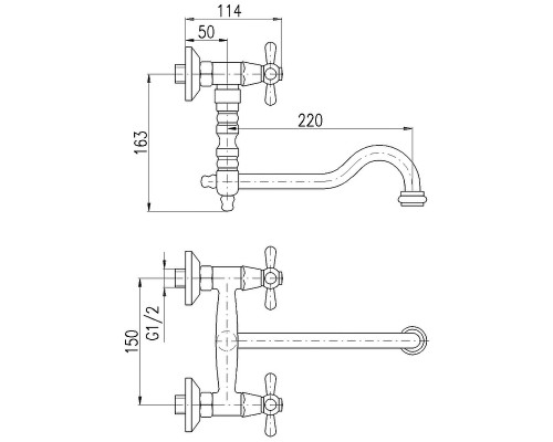 Смеситель для кухни Rav Slezak Morava retro MK101.5/29SM Бронза