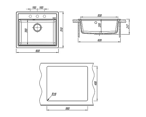 Кухонная мойка Florentina Липси-600 20.120.D0600.202 Шампань