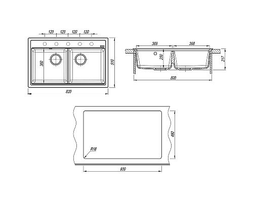 Кухонная мойка Florentina Липси-820 20.370.E0820.302 Антрацит