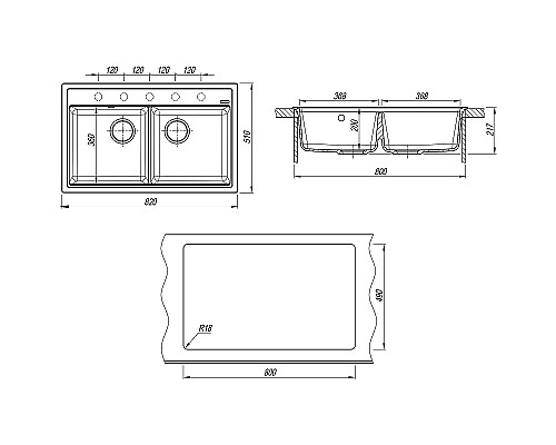 Кухонная мойка Florentina Липси-820 20.370.E0820.302 Антрацит
