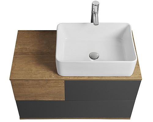 Тумба под раковину Aquaton Терра 85 1A247201TEKA0 подвесная Дуб кантри Антрацит