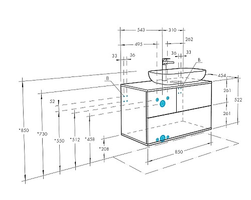 Тумба под раковину Aquaton Терра 85 1A247201TEKA0 подвесная Дуб кантри Антрацит