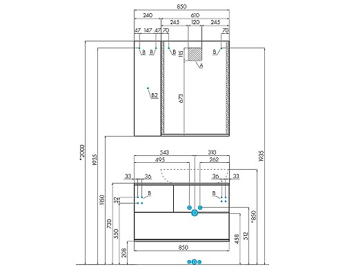 Тумба под раковину Aquaton Терра 85 1A247201TEKA0 подвесная Дуб кантри Антрацит