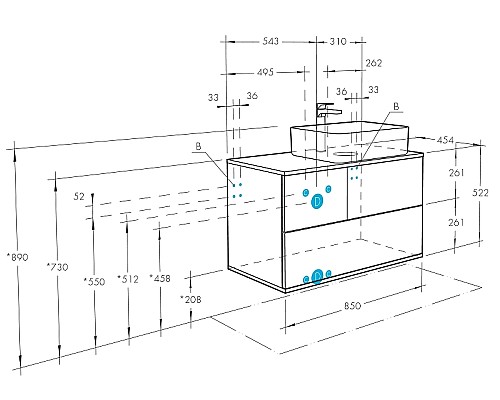 Тумба под раковину Aquaton Терра 85 1A247201TEKA0 подвесная Дуб кантри Антрацит