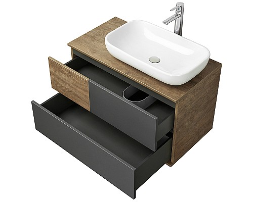 Тумба под раковину Aquaton Терра 85 1A247201TEKA0 подвесная Дуб кантри Антрацит