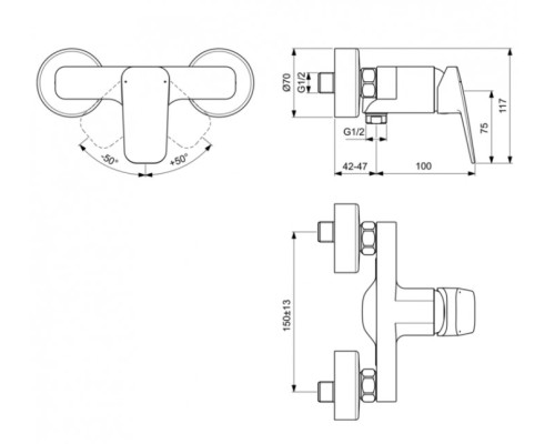 Смеситель для душа Ideal Standard Ceraplan BD250AA Хром
