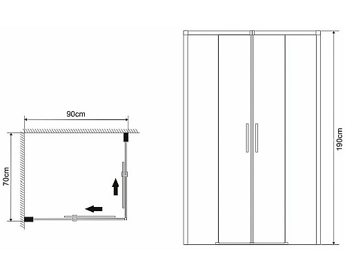 Душевой уголок Grossman Fly 70х90 GR-7090Fl профиль Хром стекло прозрачное