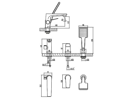 Смеситель на борт ванны Lemark Bronx LM3745GM Графит