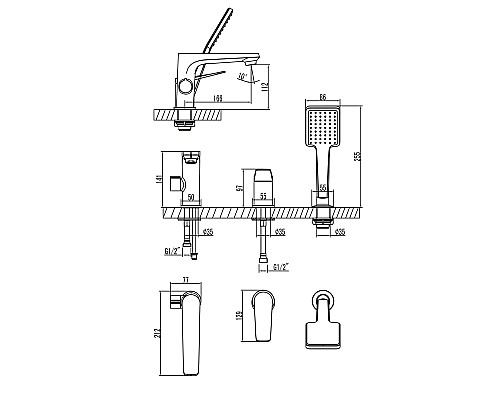 Смеситель на борт ванны Lemark Bronx LM3745GM Графит