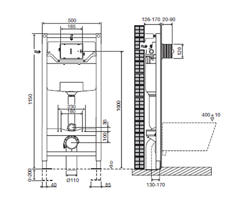 Настенная опорная рама с бачком Jacob Delafon E5504NF