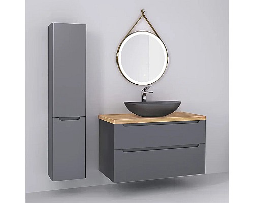 Тумба под раковину Jorno Wood 100 wood.01.100/P/GR подвесная Серая