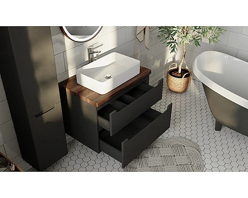 Тумба под раковину Jorno Wood 100 wood.01.100/P/GR подвесная Серая