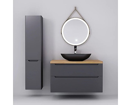Тумба под раковину Jorno Wood 100 wood.01.100/P/GR подвесная Серая