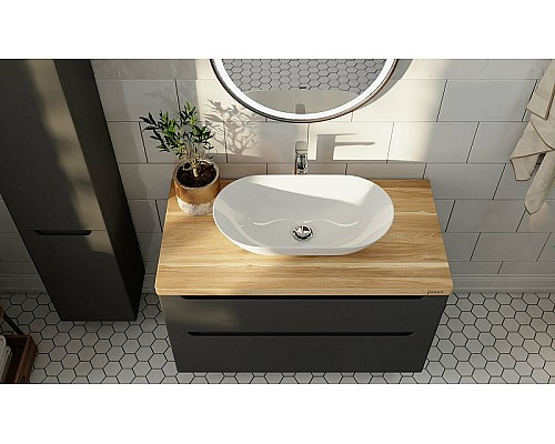 Тумба под раковину Jorno Wood 100 wood.01.100/P/GR подвесная Серая