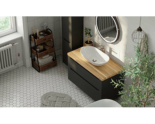 Тумба под раковину Jorno Wood 100 wood.01.100/P/GR подвесная Серая