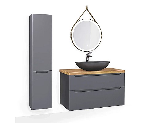 Тумба под раковину Jorno Wood 100 wood.01.100/P/GR подвесная Серая