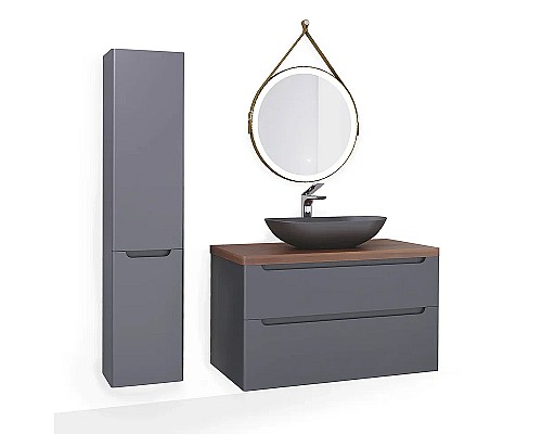 Тумба под раковину Jorno Wood 100 wood.01.100/P/GR подвесная Серая