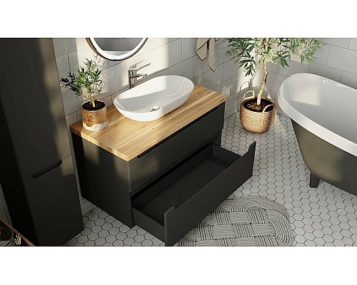 Тумба под раковину Jorno Wood 100 wood.01.100/P/GR подвесная Серая