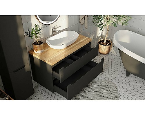 Тумба под раковину Jorno Wood 100 wood.01.100/P/GR подвесная Серая