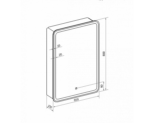 Зеркальный шкаф Art&Max Platino AM-Pla-600-800-1D-L-DS-F с подсветкой с сенсорным выключателем Белый