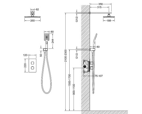 Душевая система Timo Petruma SX-5059/03SM с термостатом Черный