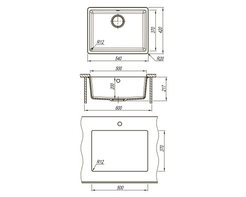 Кухонная мойка Lemark Sinara 540-U 9910077 Серый шелк