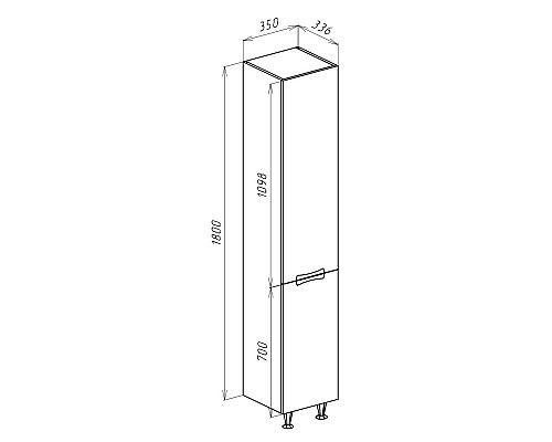 Шкаф пенал Bellezza Лагуна 35 L 4622107002037 Красный Белый