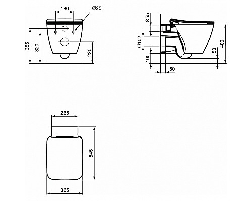 Комплект унитаза с инсталляцией Ideal Standard Strada II E387001 с сиденьем Микролифт