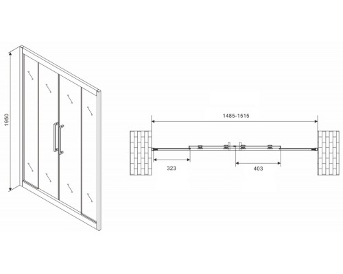 Душевая дверь Abber Schwarzer Diamant 150 AG33150H профиль Хром стекло прозрачное