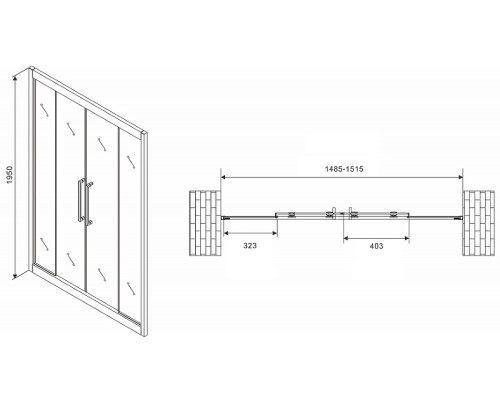 Душевая дверь Abber Schwarzer Diamant 150 AG33150H профиль Хром стекло прозрачное
