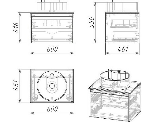 Тумба под раковину Grossman Смарт 60 106009 подвесная Веллигтон Графит