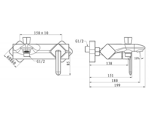 Смеситель для ванны BelBagno Crystal CRY-VASM-CRM Хром