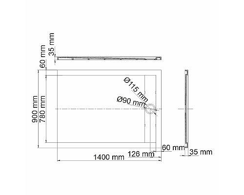 Душевой поддон из искусственного камня WasserKRAFT Rhin 140x90 44T36 Белый матовый