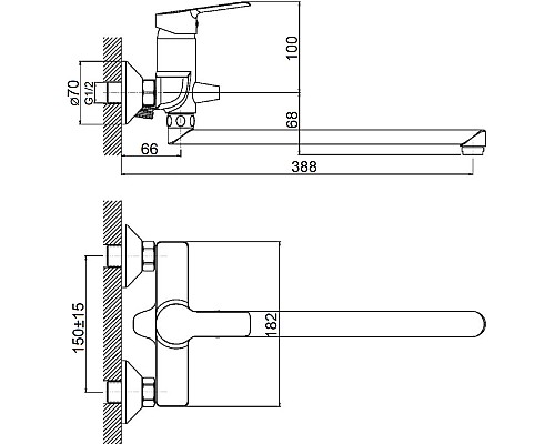 Смеситель для ванны Orange Prim M42-211cr универсальный Хром